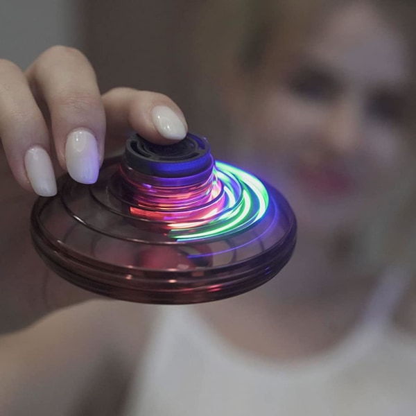 Fingertip Flight Gyro Drones Håndbetjente Mini Flyvende Bold Legetøj med 360° Rotation og LED Lys Stressaflastende Legetøj til Voksne og Børn Gave Rød