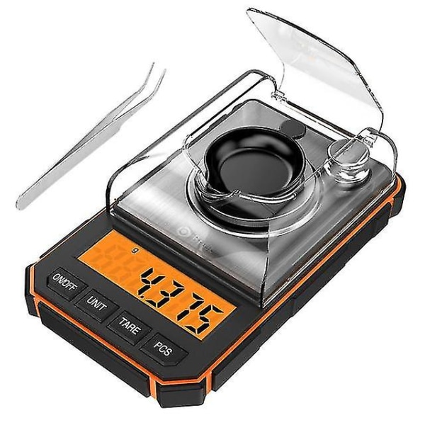 0,001 g elektronisk digital vægt bærbar minivægt Precision professionel lommevægt milligram 50 g kalibrering Vægtsorange orange