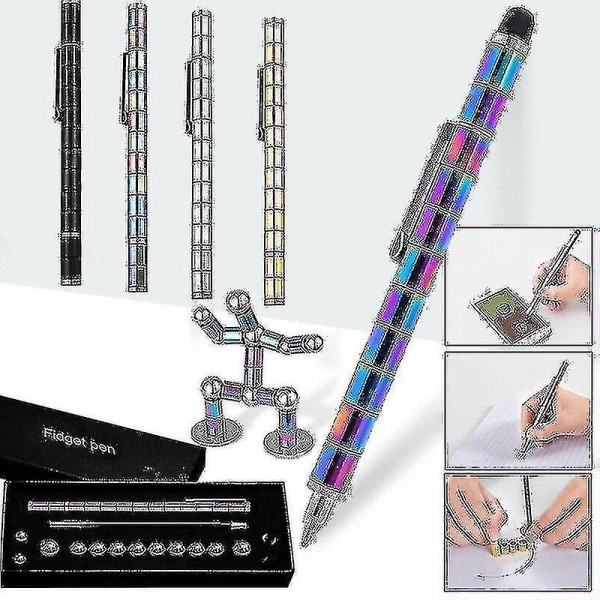 Modulaarinen Magic Fidget Pen Diy Design Neutraali Fun Polar W/box Lahjoihin Hopea Silver