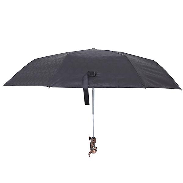 1 stk UV-beskyttende solparaply Rejse bærbar foldbar kraniehoved håndtag paraply Sort 33x5.5cm Black 33x5.5cm