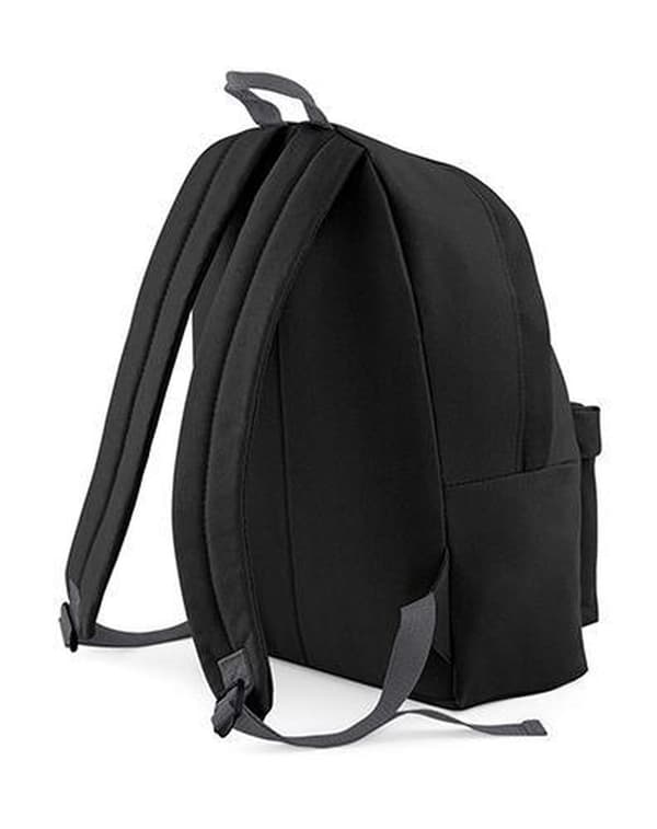 BagBase Rygsæk, 18L Letvægts 600D Polyester Daypack med Polstret Bagpanel og Lynlåslomme foran til Skole, Arbejde, Rejser, Sort