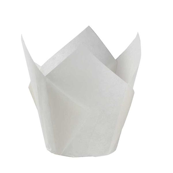 100pcs Cupcake Wrappers Baking Cups Tulip Shape Liners Muffin Cake Cup Party Favors - WhiteWhite100