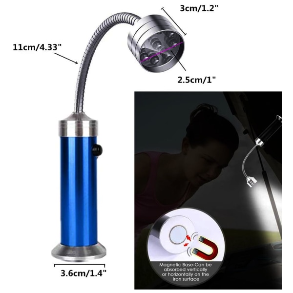 2-pack, Superljus 360 Grader Flexibel Svanhals LED Grilllampa för Grill med Magnetisk Bas (Blå)