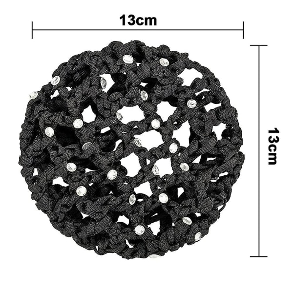 Hårknold Dæk Hårnet Til Piger Kvinder Håndlavet Strikket Mesh Perler Dekoration Elastisk Hårnet Til Ballet Dans Skøjteløb Knold Mesh Dæk Sort Black