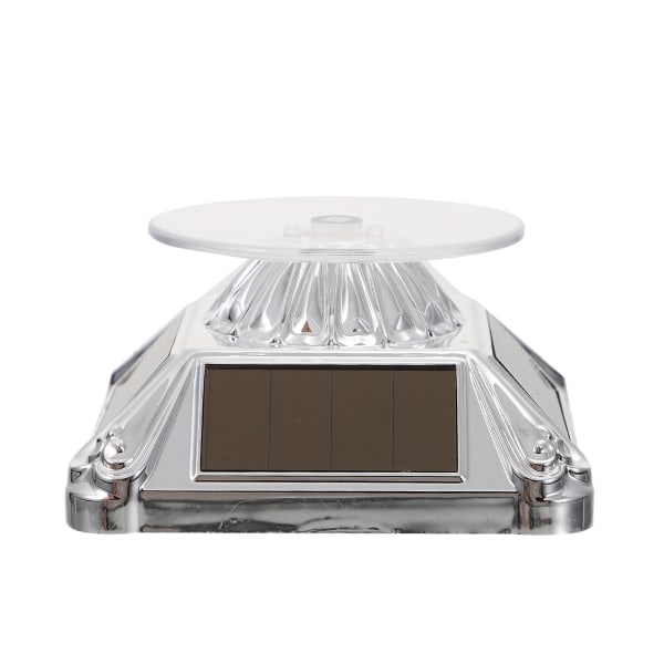 1 stk Delikat Solcelledrevet Smykkeudstillingsstativ Drejeligt Vitrineskab Opbevaringsholder Sølv 7,8X7,8CM Silver 7.8X7.8CM