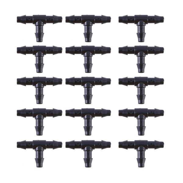 50 stk Dryp Slangeforbindelser Vand Slange Adapter Barbed Forbindelser Passer Slange Dyseslange T-forbindelser Ga Black