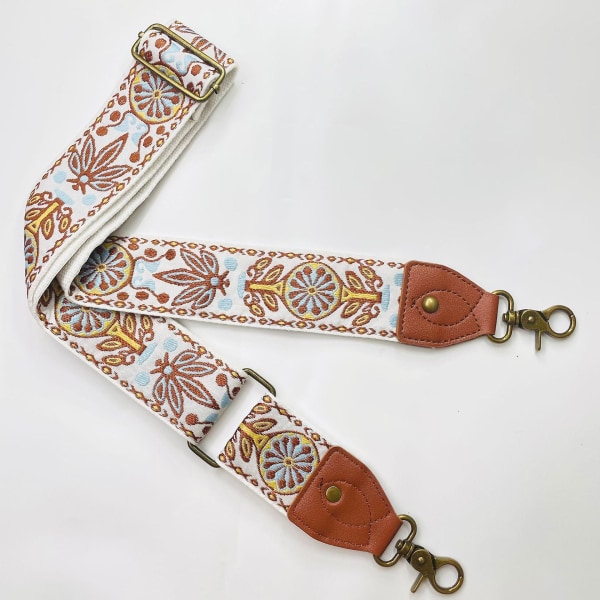 Handväskrem, Bred axelrem i kohud med justerbar retro jacquardbroderi för crossbody-väskor