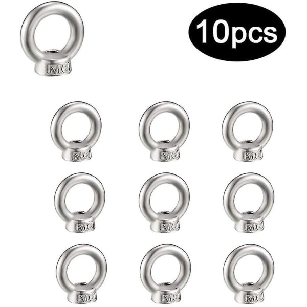 M6 Ring Nuts - Stainless Steel Threaded Ring Nuts 10 Pieces