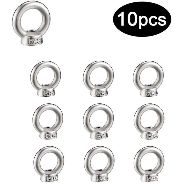M6 Ringmuttere - Rustfrie gjengede ringmuttere 10 stk