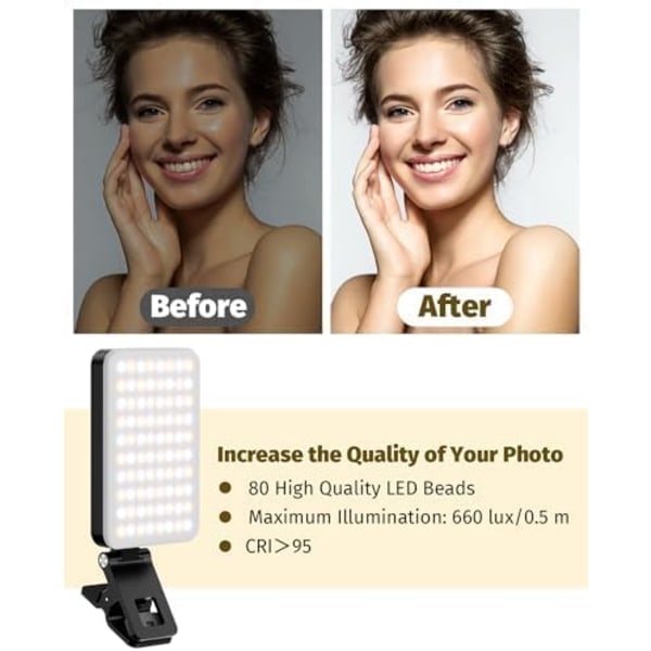 /Ryi/ Liikkuva valo 60 LED-lampulla, liikkuva kohdevalo 3000-6500K 5 tilassa, kannettava valo 2000 mAh akulla