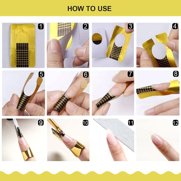 100 STK formularer til akrylnegle rektangulære negleklistermærker til negleforlængelse til begyndere og professionelle neglekunstmanicure