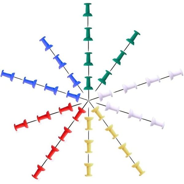 Flerfärgade Pushpins med plasthuvuden och stålprickar för pin Board tumstift (5 set (400st))
