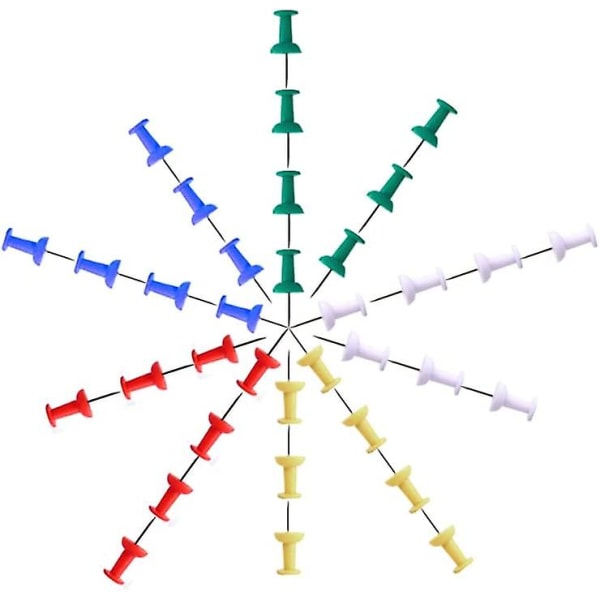 Flerfargede Pushpins med plasthoder og stålprikker for pinnebrett med tommelfinger (5 sett (400 stk))
