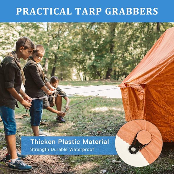 20-pack Tarpklämmor, Flyttbara Tarpklämmor för Camping, Tält, Markiser, Banderoller, Täckningar, Presenningar och Plastfolie
