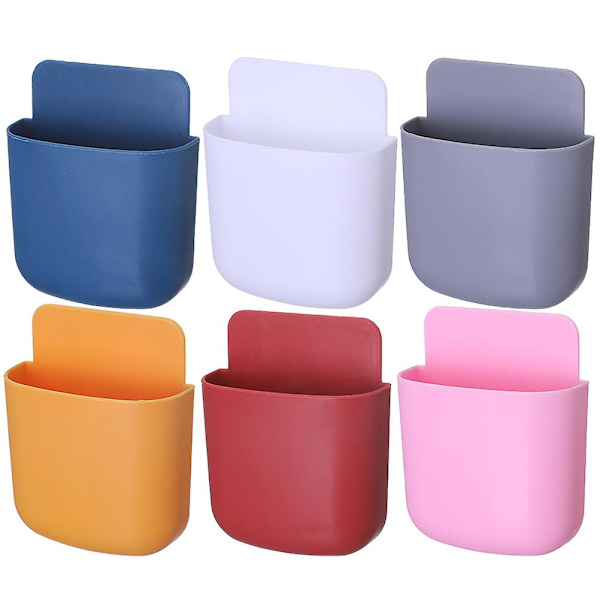 6 kpl Seinäkiinnitteisiä Kaukosäätimen Pidikkeitä Puhelinjärjestäjiä Iskemättömiä Tarvikkeiden Seinäkiinnitteitä Sekalaisia Värejä 11.5X9CM Assorted Color 11.5X9CM