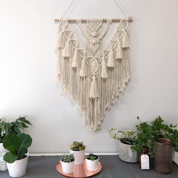 Stor veggteppe til sovesal, tenåring, boho veggdekor, håndvevd lang dusk anheng til stuedekor 50*75cm