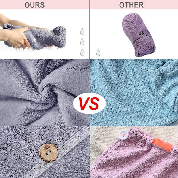 Mikrofiber Hårhandduksset - Anti-Frizz Mikrofiber Hårhandduk För Lockigt Långt Hår Torkhanddukar - Snabb Magisk Hårtork För Kvinnor