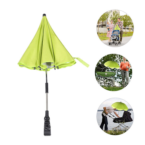 Barnvagnsparasoll med klämma UV-skydd Push Chair Parasoll Solskydd Grön 78x66cm Green 78x66cm