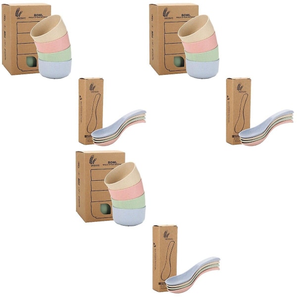 3-pack Vetehalm Servis Set Student Mikrovågsugn Uppvärmd Matbehållare För Kontor Utomhus Resor (4 3pcs 5.1x3.7x4.7cm