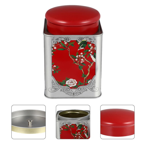 Kornboks Gave Sød Tin Løse Blade Te Tins Løse Blade Te Beholdere Te Caddy Låg Tinplade Opbevaringsbeholder Rød 10.2X10.2CM Red 10.2X10.2CM