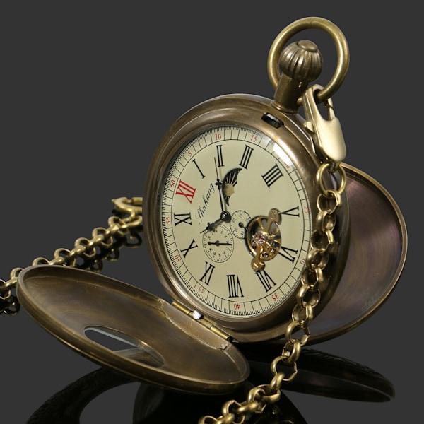 Vintage-taskukello Roomalaisin Numeroilla Quartz-taskukello Ketjun Kanssa Jouluun, Valmistumiseen, Syntymäpäiville, Isänpäiväksi