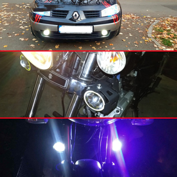 Elektrisk Motorcykel Bil Lys Laser Kanon U5/U7 Angel Eye Pedalcykel Modificeret LED Forlygte Sølv