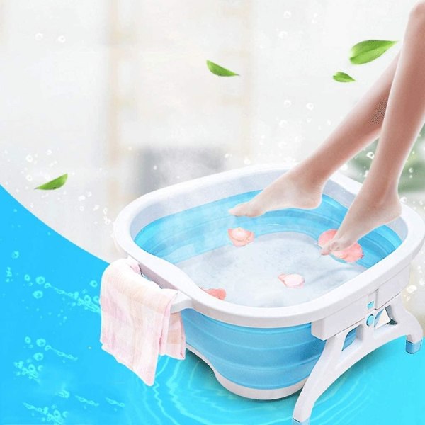Folding Pedicure Fat Foot Bath Fotpleie Spar Portable Water Basin Fotmassasjeapparater (blå)