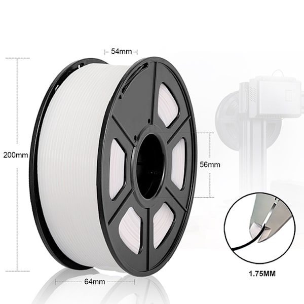 3D-tulostusmateriaalit 3D-tulostimen PLA-materiaalit 3D-tulostimen filamenttimateriaalit nettopaino 1 kg valkoinen