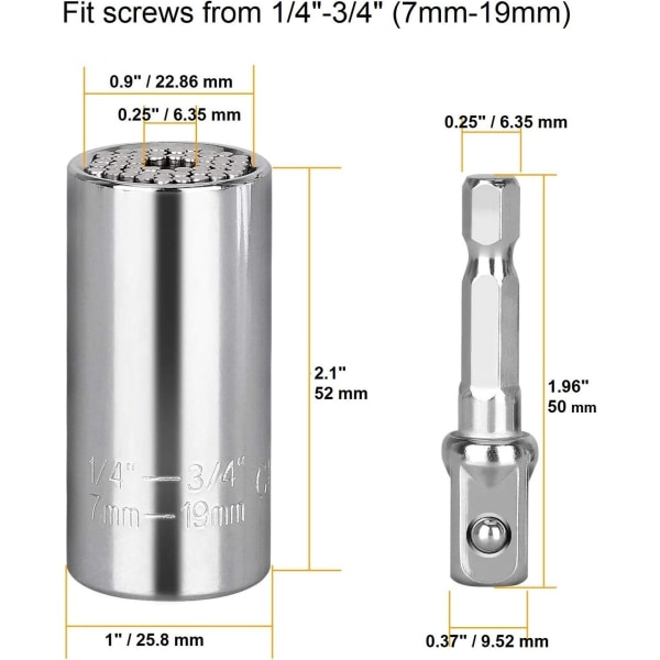 Universal Sokkelgrep Adapter 4 STK | Multifunksjonelle Sokkelsett Ratsj Kraftborbitt Nøkkel 1/4\"-3/4\" (7mm-19mm) Profesjonelle Reparasjonsverktøy Gaver