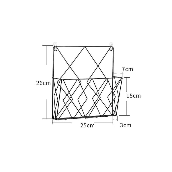 Metal Mesh Veggmontert magasinstativ for magasiner eller aviser Oppbevaringskurv for hjemmeliv