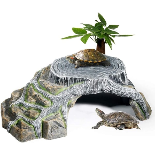 Skildpadde Sanctuary Terrarium Landhule Reptil Rampe Platform Sanctuary Dekoration Luftfugtighedshule Sten