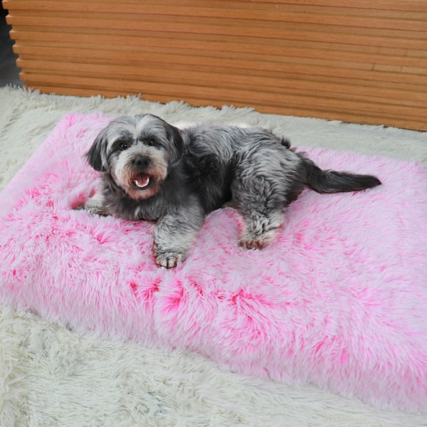 Neliönmuotoinen Pehmo koiranhiekka kissan tyyny Lemmikkihiekka Deep Sleep Dog Koiran vuodesohva Lemmikkitarvikkeita (vaaleanpunainen valkoinen, M 50*40*5cm)