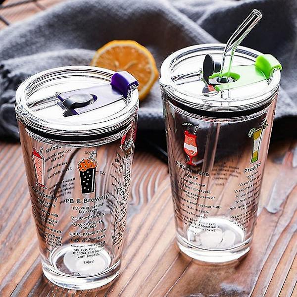Reseglas för resor med halkfritt lock, glas med sugrör A