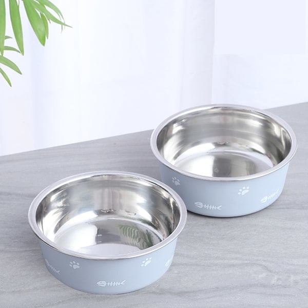 2 st rostfria hundskålar, tjock dubbelskiktad rostfri hundskål