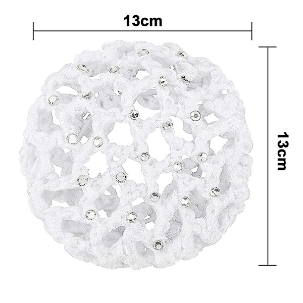 Hårknold Dækning Hårnet Til Piger Kvinder Håndlavet Strikket Mesh Perler Dekoration Elastisk Hårnet Til Ballet Dans Skøjteløb Knold Mesh Dækning Hvid White