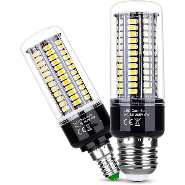 Led majsljus för hushållsenergisparande glödlampor (2 delar) 85-265v, internationell universal spänning, E27, E14, B22 Base 360 ​​Large Area Lighting