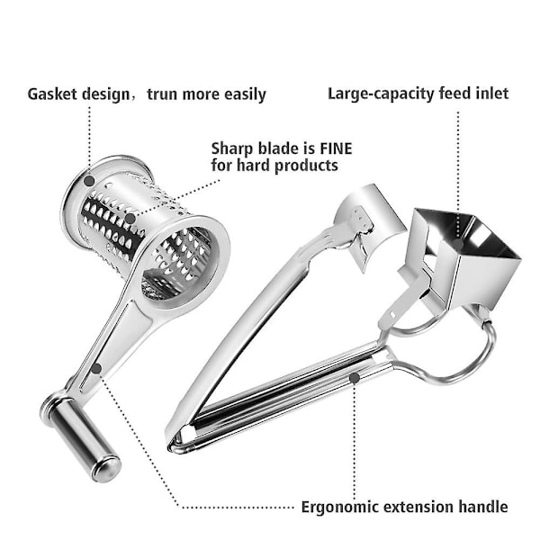 Mangeskivemaskin for ost, grønnsaker og mer, ergonomisk design