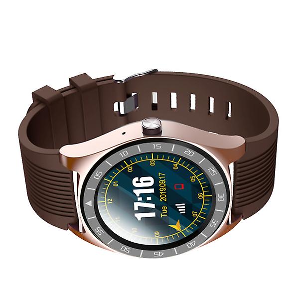 Intelligent Armbåndsur Rund Skjerm Armbåndsur Hjertefrekvens Søvnovervåking Smartklokke (brun)Brown27 Brown 27*5cm