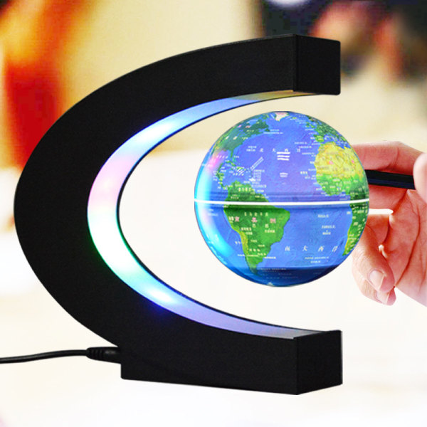 3-tommers form magnetisk levitasjon Globe roterende verdenskart med fargerike LED-lys for hjemme-/kontordekorasjonsgave