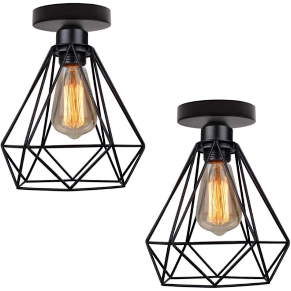 2 stycken * industriell taklampa metall retro design hängande lampor E27 Max 40w, industriell hängande lampa perfekt för vardagsrum sovrum café bar restaurang