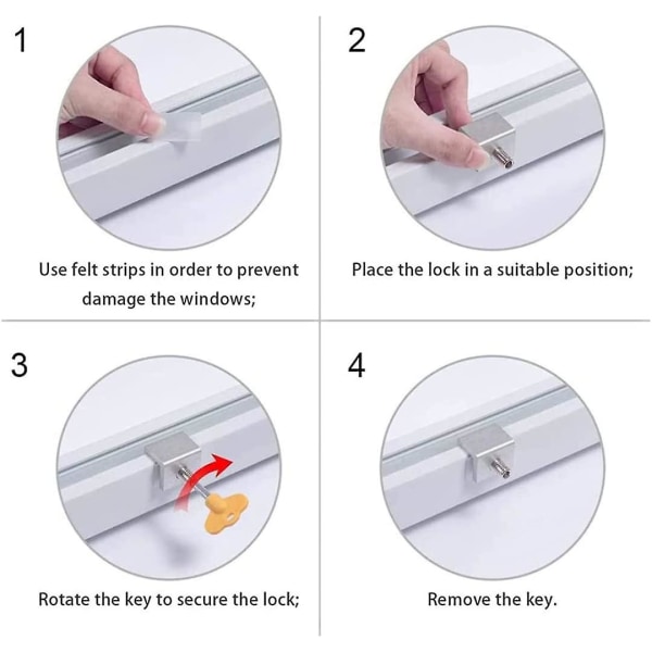 Andra Lås Fönsterlås Skjutdörr Lås Barn Fönstersäkerhetslås Med Nyckel Anti-Slip Dörrlås Stopp För Barn Aluminiumlegering 2 Set