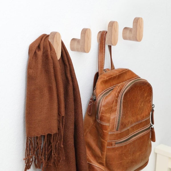 Väggkrok i trä, modern minimalistisk vägghängare i trä, vägghängare i naturligt trä, hatthängande träspik, handduk, mantel, väska (paket med 4