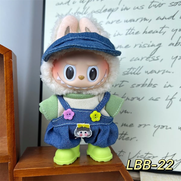 /RYI/Labubu 17cm Anheng Blind Box Anheng Brukbare Dukke Klær med Hatt Dekorativt Sett Lbb-22