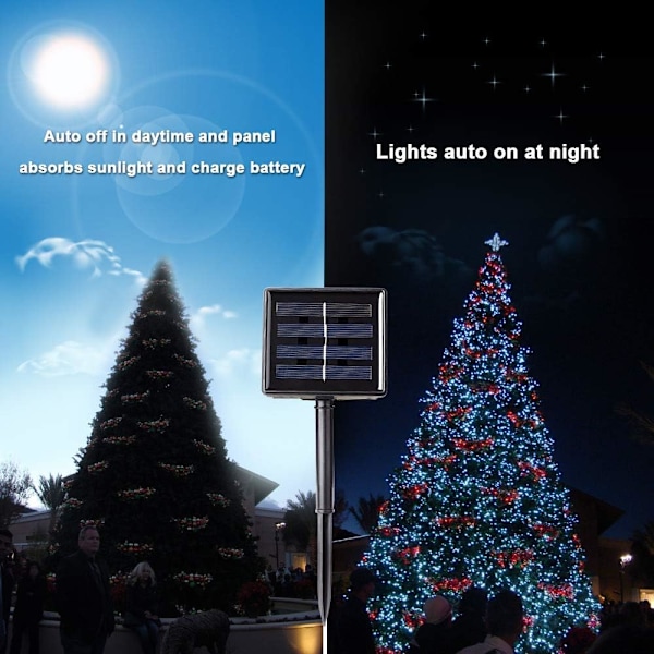 200 LED Solcellelys Garland Dekorasjon Utendørs Belysning Høytidsdekorasjon Lys Kald Hvit
