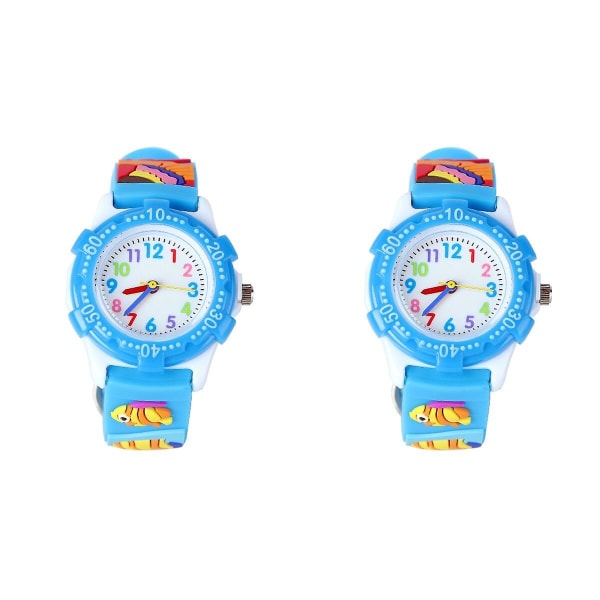 3 Pcs  Creative Kids Watch Cartoon 3d Underwater World Wristwatch Students Children Girl Boy Birthda