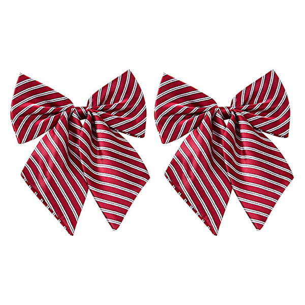 2 stk Rød og Hvit Stripete Spenne Sløyfe Graduation Student Sløyfer Justerbar Sløyfe Graduation Tilbehør Red 13X15cm