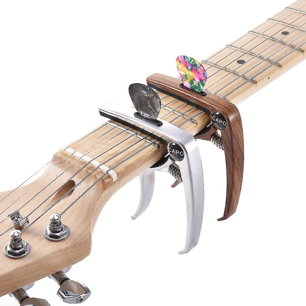 Gitar-Capo Kompatibel Med Akustisk Elektrisk Klassisk Gitarer Og Bass Ukulele Capo Med Pick Gitar Tilbehør