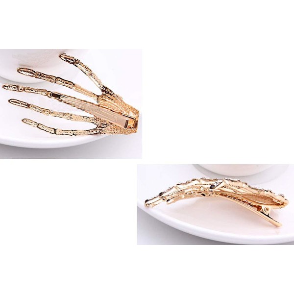 2 kpl Alloy Rhinestone Skeleton Kynnet Hiustenpidike Hiusneula Kynsi Barrette Muodikkaat Hiusten Tarvikkeet Naisille Punainen Red