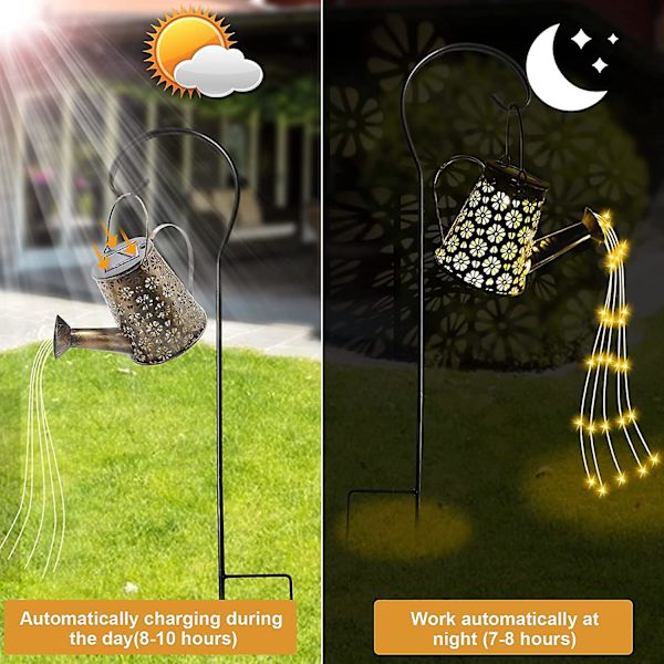 Solcelled Vandkande Have LED Lys, Stjerne Regn Lys, Vandafvisende Stjerneklare Himmel Lys Med Stativ, Udendørs Hængende Lys Til Terrasse Dekorationer
