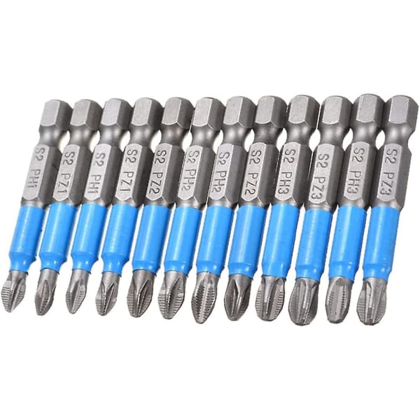 Magnetisk Phillips Skrutrekker Bitsett Sekskant Phillips Hode Drive Bit Kryssspor Skrutrekker Bor Bit (1 sett (12 stk))